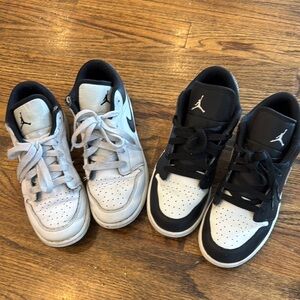 Two pair Air Jordan low Kids' Sneakers - White and Black Duo- read description